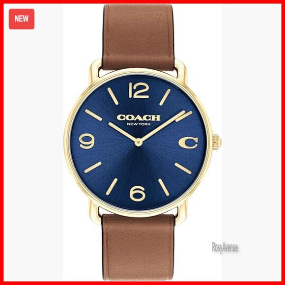 Men's Quartz Watch with Leather Strap 41mm Case Water Resistant